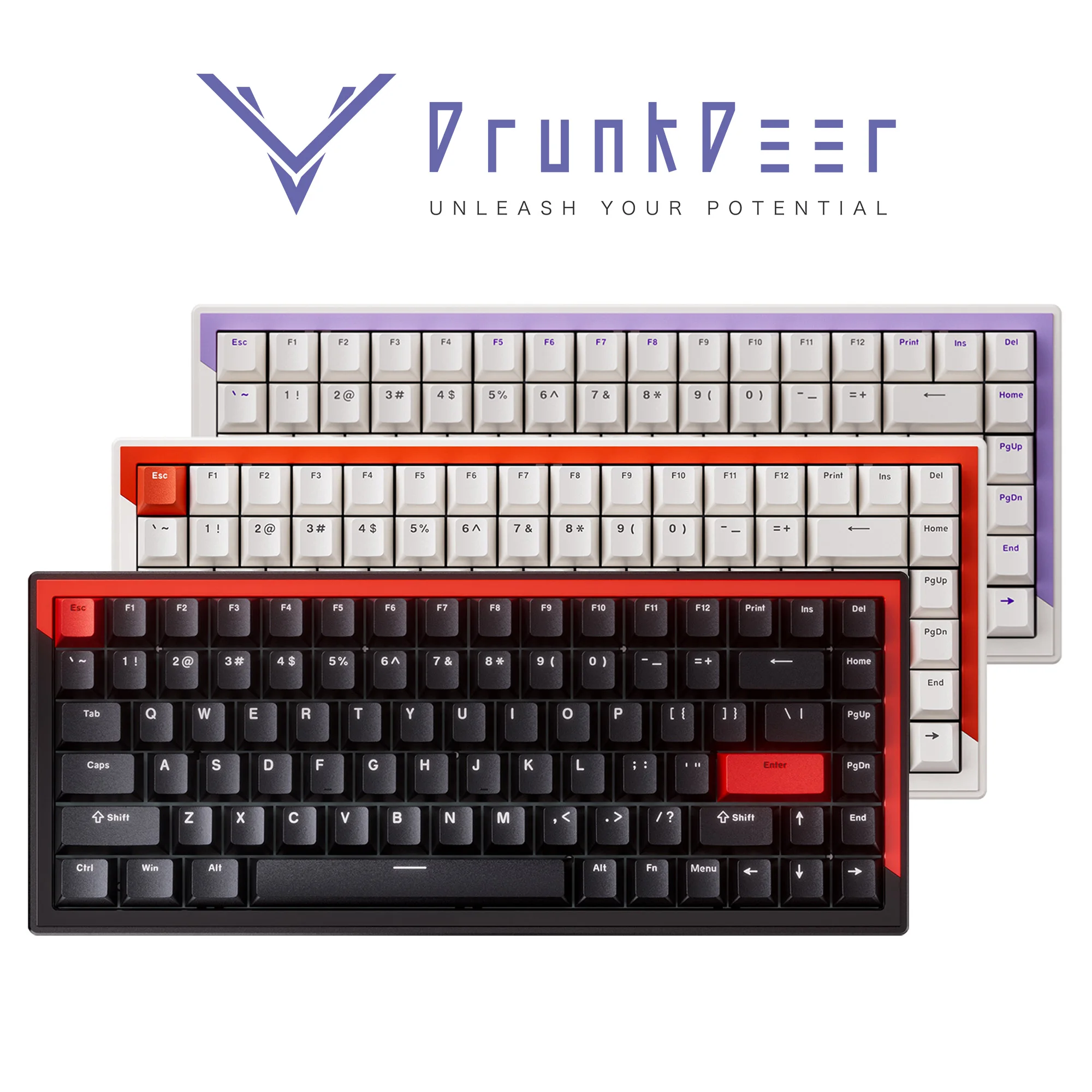 DrunkDeer G75 Magnetic Switch Gaming Keyboard, Rapid Trigger Mechanical Keyboard Wired Actuation Distance Adjustable RGB Customs