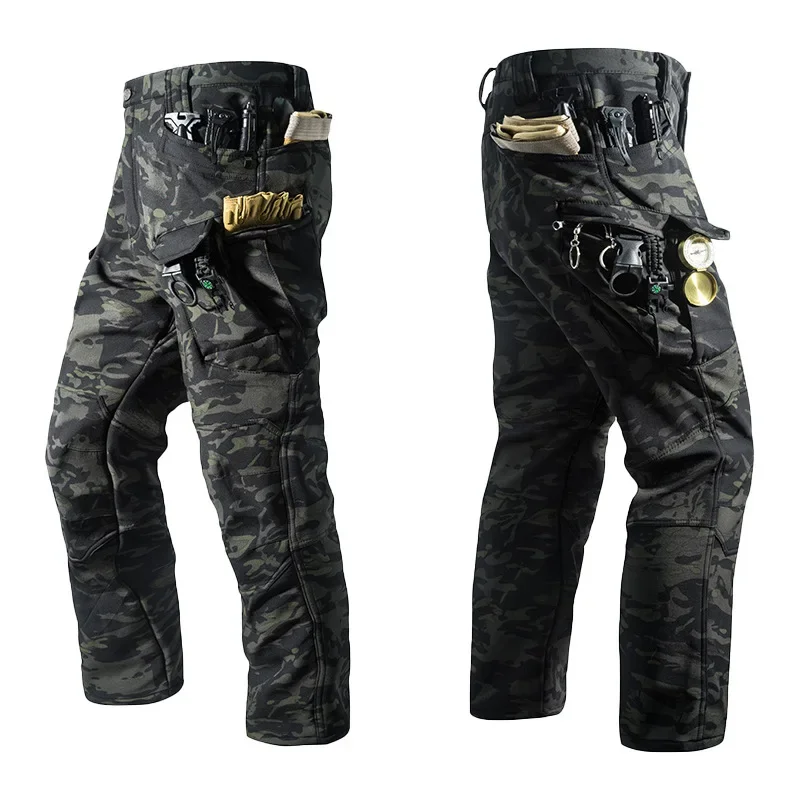 

DurableSoft Shell Velvet Outdoor Leisure Sports Mountaineering Skiing Tooling Men's Charge Tactical Pants Labor Insurance Clothi
