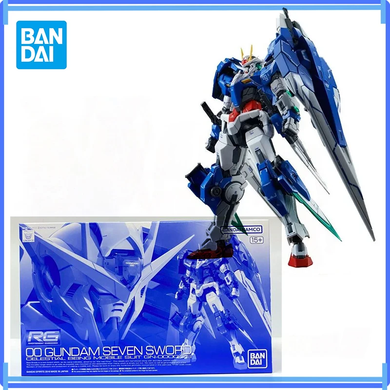 In Stock Bandai Genuine RG 1/144 00 Seven Sword Anime Action Figure Robot Collectible Assembly Model Toys Ornaments Gift