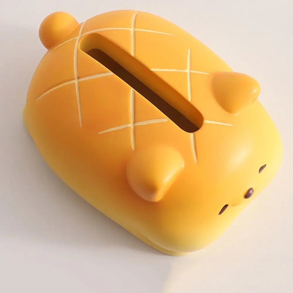 Anti Drop Pineapple Bun Dog Tissue Box Collectible Decorative Resin Paper Box Resin Cute Dog Model Toy Birthday Gift