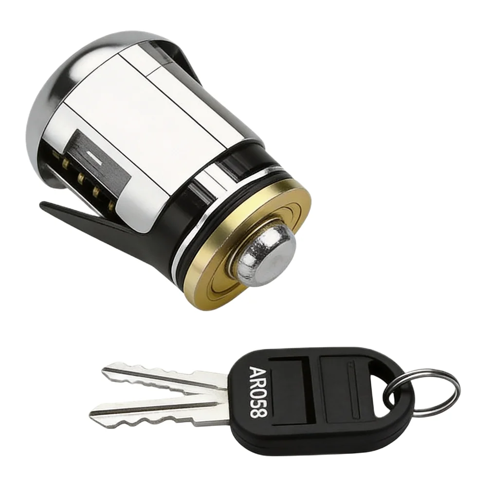 Rotary Latch Lock for File Cabinets Zinc Alloy Triple Drawer Design with 2 Keys Silver Office Security Solution