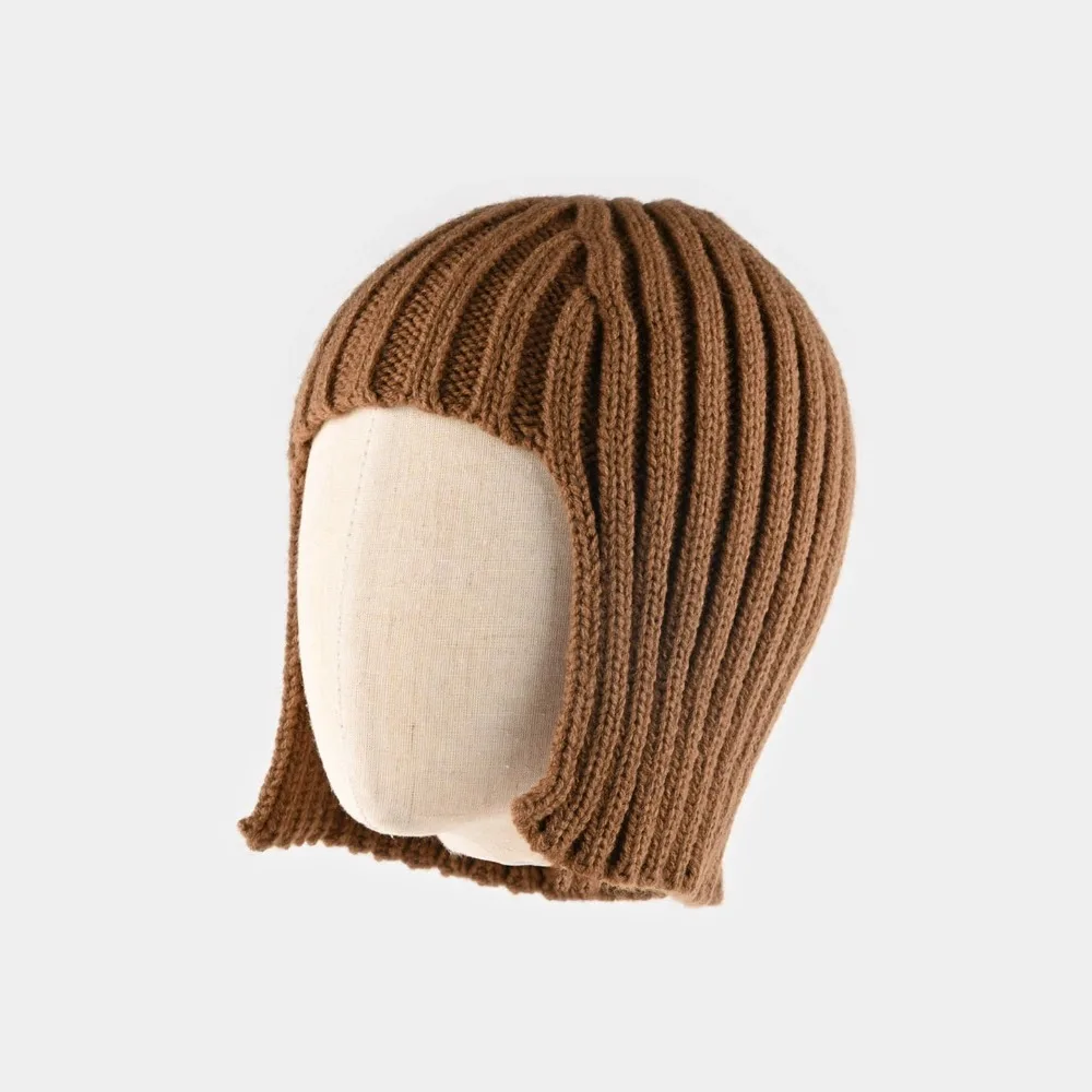 

Модная зимняя шапка-бини с защитой ушей, теплая однотонная шапка на голову, дышащая вязаная шапка, осень-зима