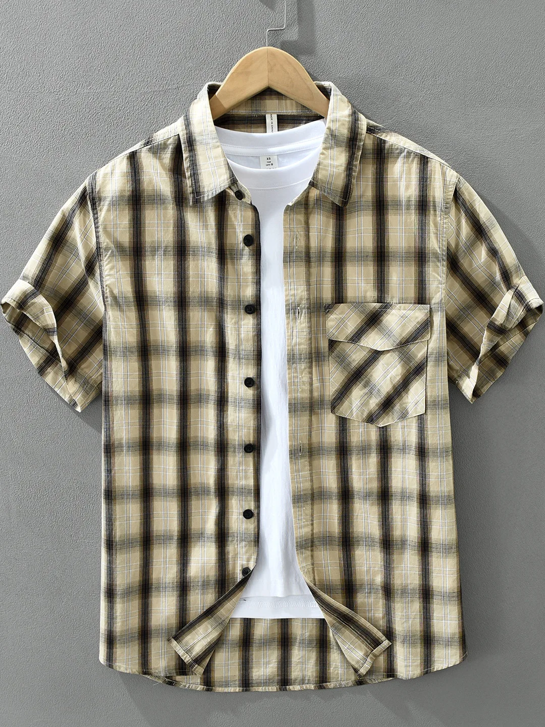 

Retro Japanese Plaid Cotton Shirt Men's Summer New Thin Breathable Loose Casual Handsome Shirt Old Money Style Short Sleeve