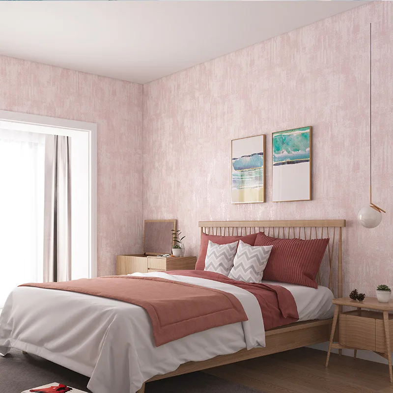Scandinavian American Style Vintage Solid Color Thickened Non Woven Wallpaper for Living Room Bedroom Foreign Trade Cross Border
