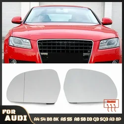 Left & Right Side Mirror Glass Rearview Exterior Wide Angle for Audi A4 S4 B8 8K 08-09, A5 S5 B8 8K 07-09, A8 S8 D3 Q3 SQ3 A3 8P