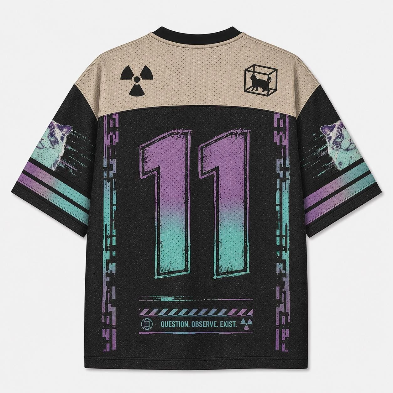 Unisex Cyberpunk Glitch Cat  Jersey Top Men Women Sci‑Fi Kitty Print Short‑Sleeve Tee Retro Y2K Urban Street‑Wear Casual Shirt