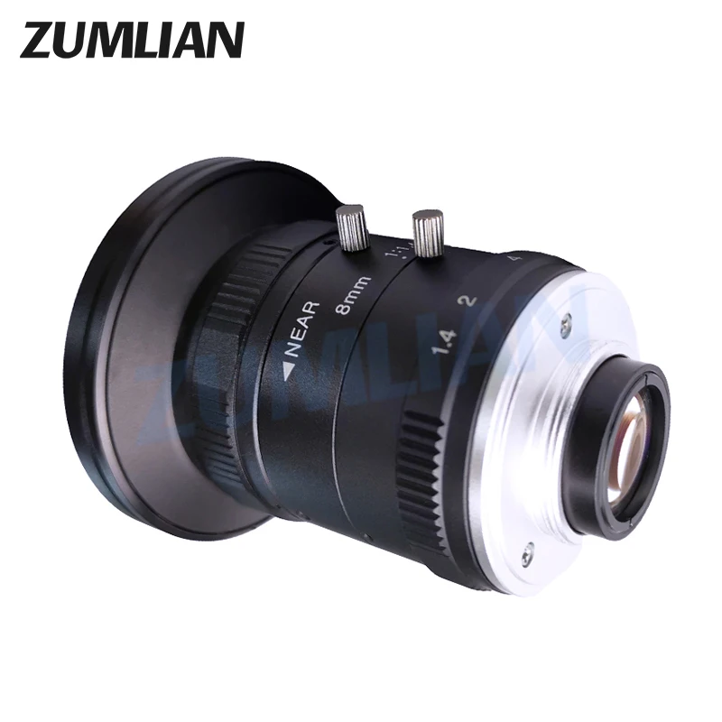 ZUMLIAN F1.4 big aperture 8mm Industrial Lens Cameras 1 Inch 5MP Wide-angle C-Mount Big Aperture For CCTV Machine Vision Cameras