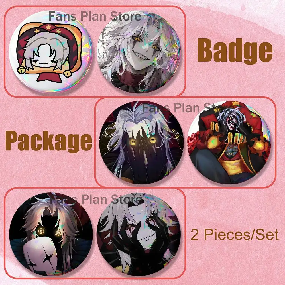 Pierrot The F-Freaks Circus Brooches For Backpack Accessories 25,32,44,58,75mm Round Enamel Pins 2-piece Set Fans Merchandise
