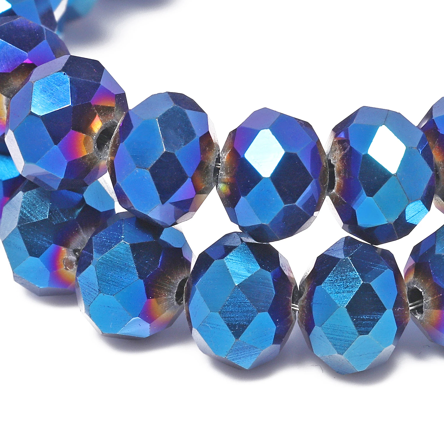 4-12mm Faceted Blue Plated Crystal Glass Beads Rondelle Loose Spacer Beads for Jewelry Making DIY Handmade Beading Accessories