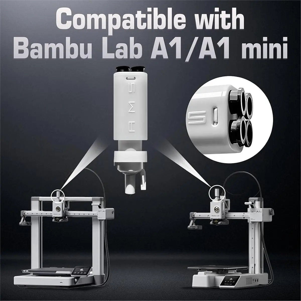 

(B63C) 2 комплекта для Bamboo Lab A1/A1Mini AMS Lite: 5-позиционный PTFE-адаптер 4-в-1 для филаментного хаба, запчасти для 3D-принтеров
