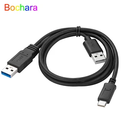 Bochara USB 3.0 Type A Male to Type C 3.0 Male Data Cable With Power Cable Y Splitter For HDD