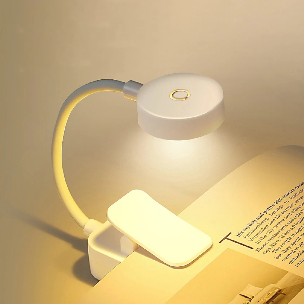 Mini LED Table Lamp Clip-On Night Light  Battery Powered Eye Protection Stepless Dimmable 3 Modes Dimmable Flexible Desk Lamp