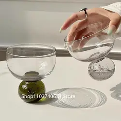 Round Bead Bubble Ice Cream Cup Light Luxury Vintage Ins Style Glass Cup Dessert Milkshake Cup
