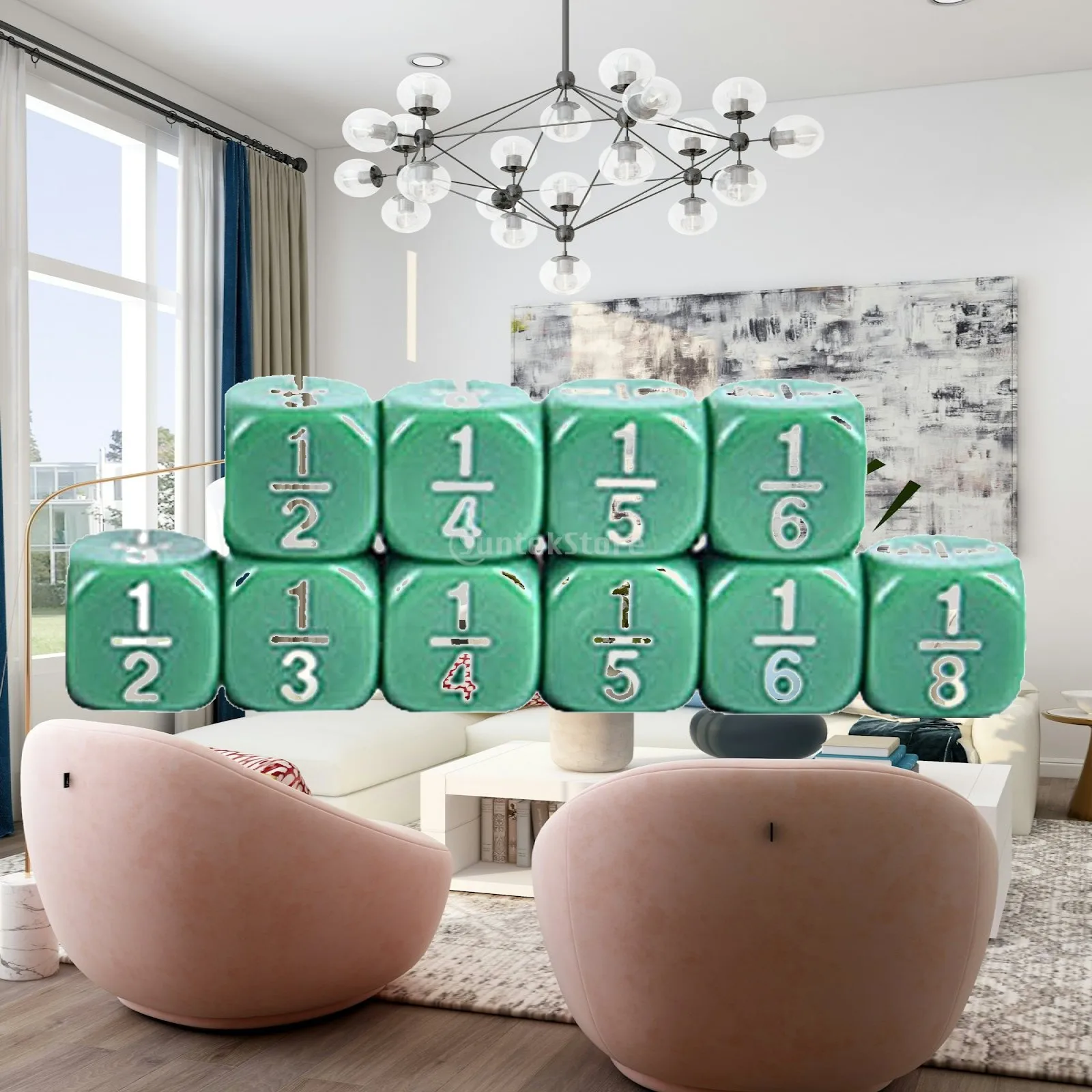 10x Fraction Dice Kids Educational Toys Mathematics Home School Supplies
