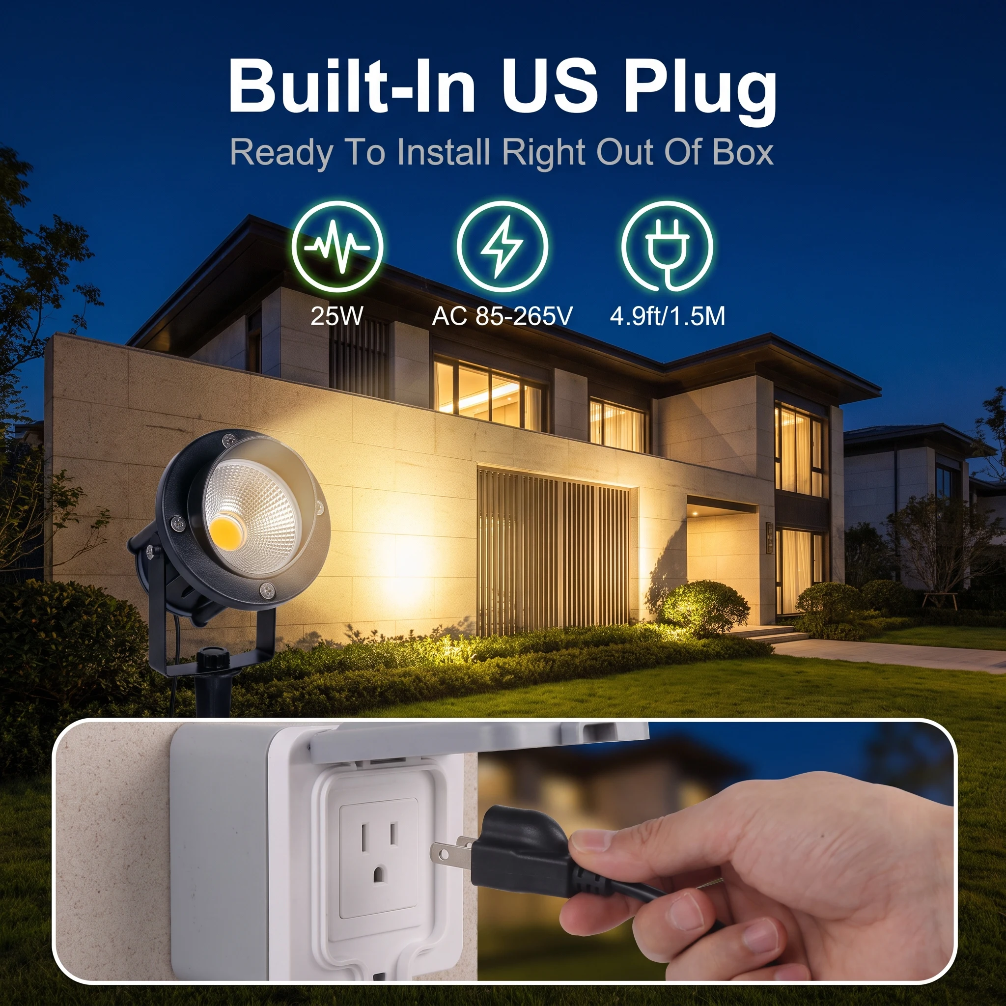LED Outdoor Lawn Lamp AC85-265V Waterprof COB Garden Lights Outdoor for Landscape Path Courtyard Lawn Light Decoration IP65