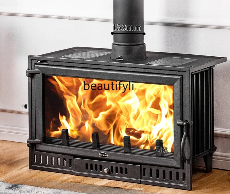 Wood stove Household indoor embedded independent villa heating stove Cast iron wood burning power 20KW