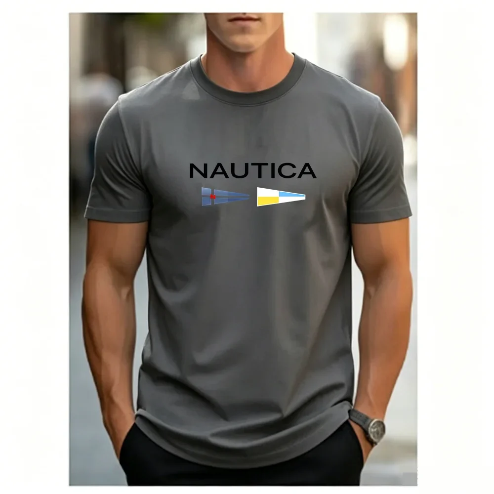 High Quality Men's Nautica Flag Printed Sailing Casual Top Neutral Summer Fashion Short Sleeve Sports Speed Dry T-shirt