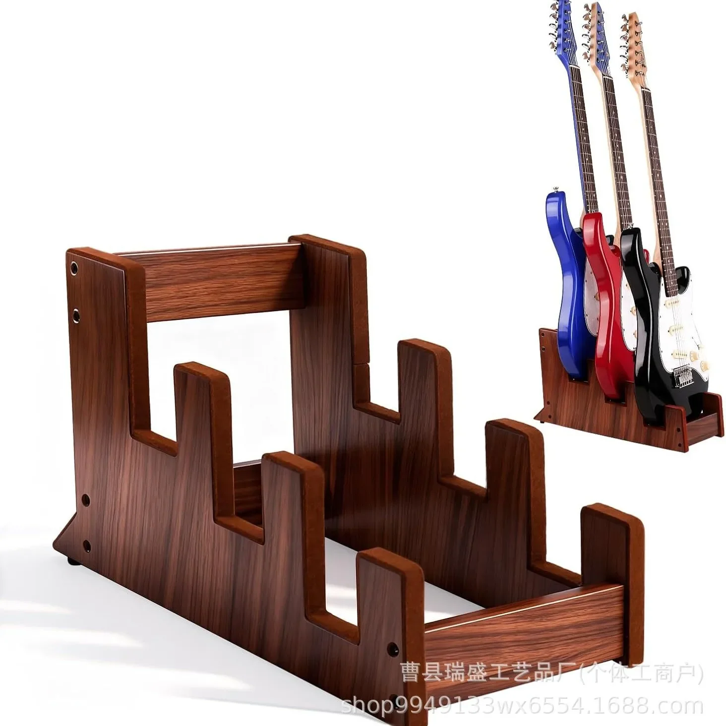 Multi-Compartment Storage Rack For Wooden Guitars, Floor-Standing Display Rack For Musical Instruments In Stores