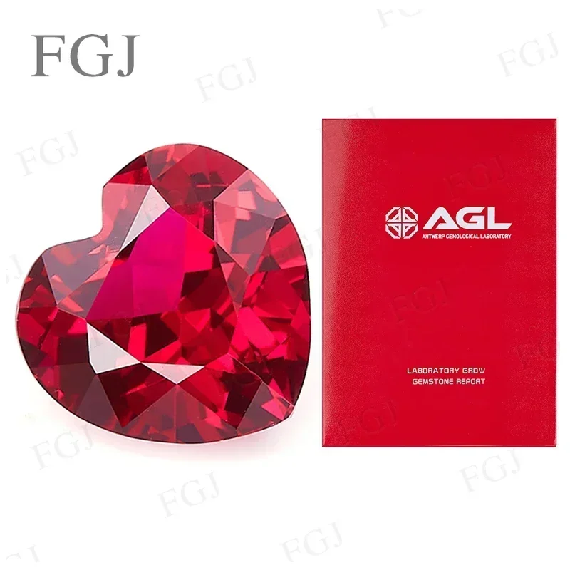 Heart Shape Lab Grown Ruby Pigeon Blood Red Top Quatity Loose Stones Diy For Jewelry Making Materials Selectable AGLCertificate