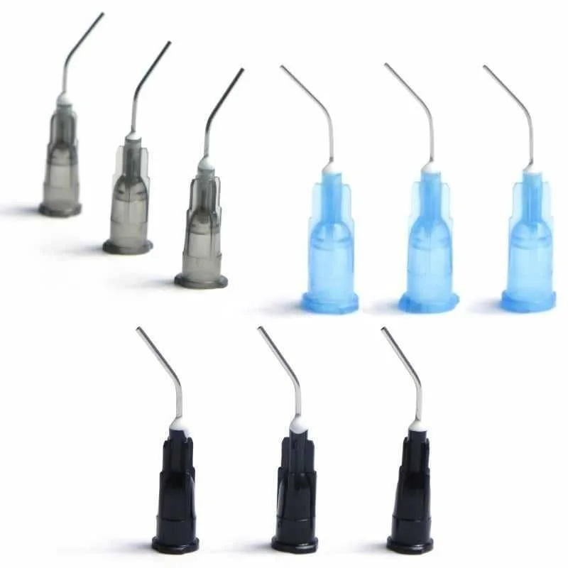 100pcs/Bag Dental Delivery Needles & Tips (Etchant, Resin,Paste/Gel, Root Canal Irrigation)  Curved Needle delivery tips