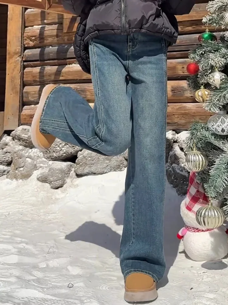 กางเกงยีนส์ทรงสลิมฟิตแบบเรโทร ผ้าเดนิม ผู้หญิง ฤดูใบไม้ร่วง ฤดูหนาว รุ่นใหม่ ไซส์พลัส ช่วยพรางหุ่น เอวสูง กระชับสัดส่วน