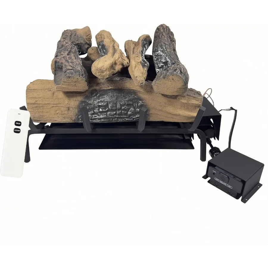 

Vented 18inch-24inch Gas Logs Sets Gas Fireplace Burner with Remote Motor Valve Natural Oak