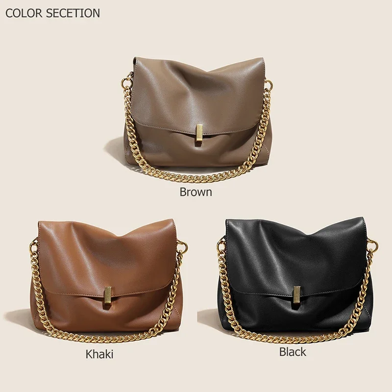 Nuova borsa a tracolla con catena in vera pelle di mucca per donna Borsa a tracolla a tracolla di grande capacità Borsa a tracolla di design di lusso
