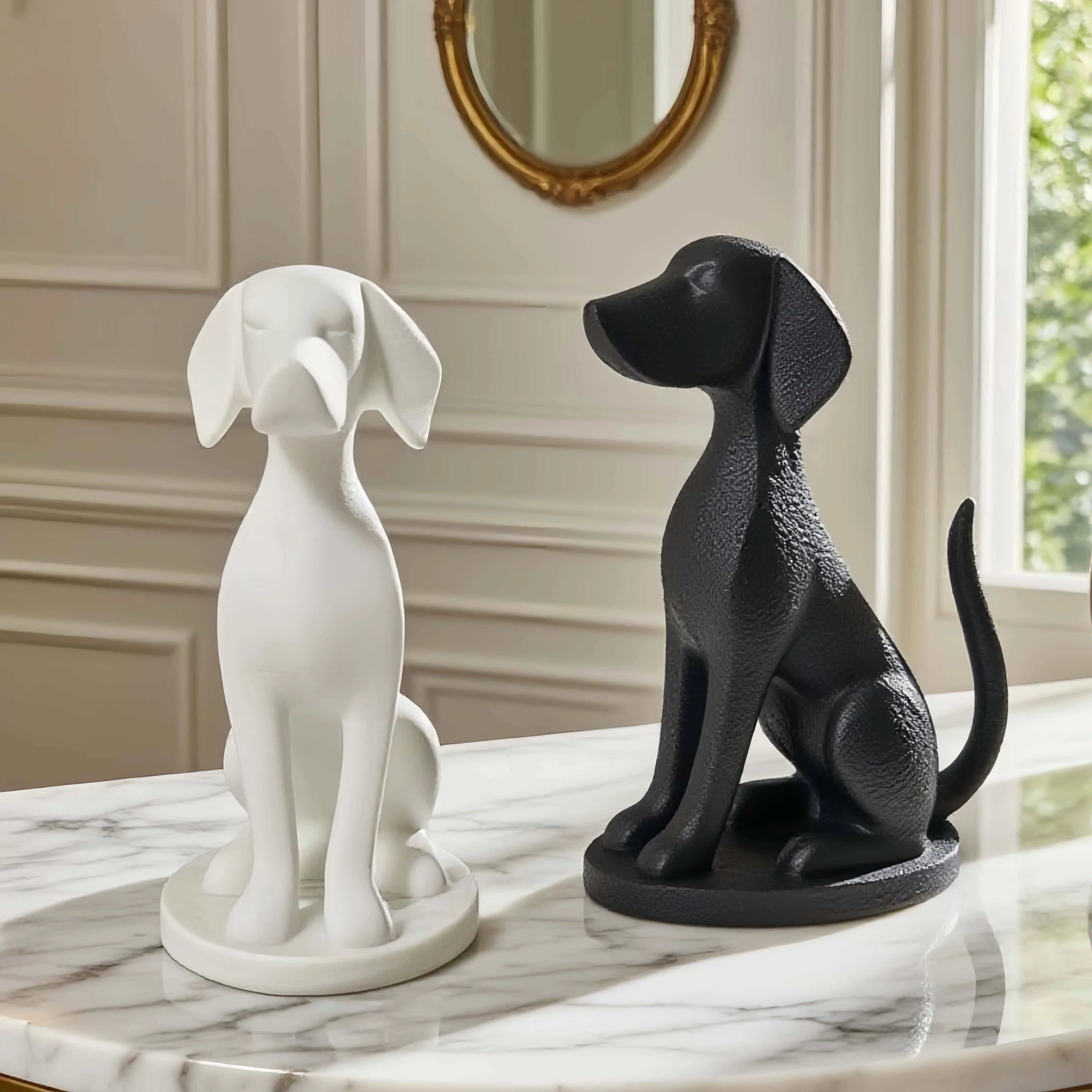Abstract Sitting Dog Sculpture,  Modern Minimalist Dog Figurine, Home Decor for Dog Lovers, Desk Shelf Ornament