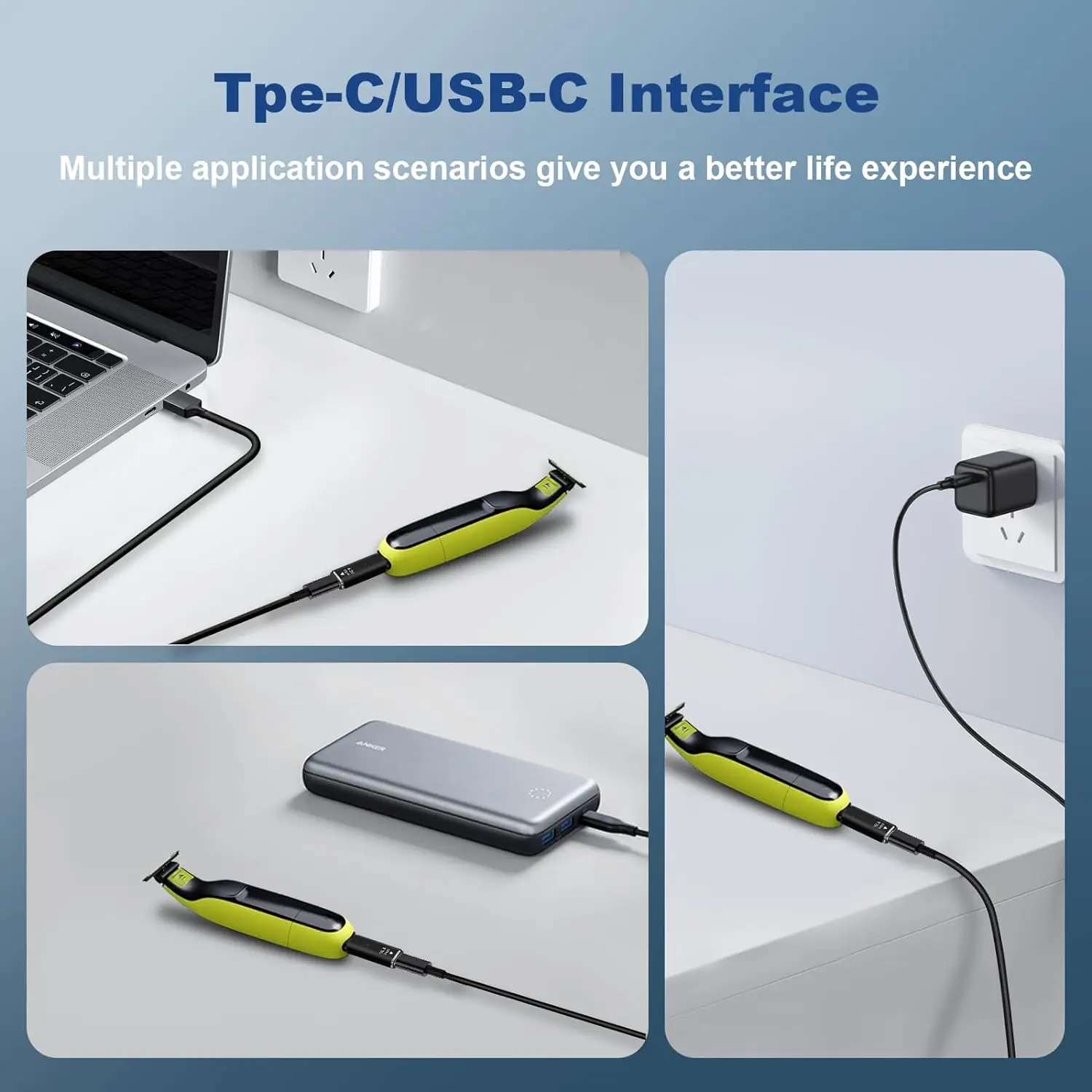 Brangdy 4.3V Type-C ماكينة حلاقة محول شاحن محول صالح لشركة فيليبس نوريلكو OneBlade QP2520 QP2620 QP2515 QP2510 ماكينة حلاقة #4