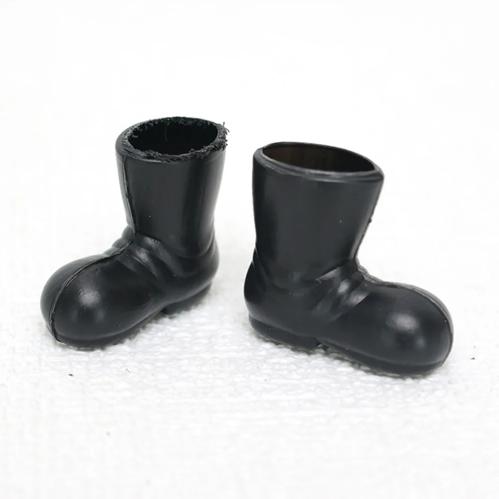 1:12 Doll House Mini Santa Shoes Christmas Boots Simulation Doll House Miniature Rain Shoes Plastic Black