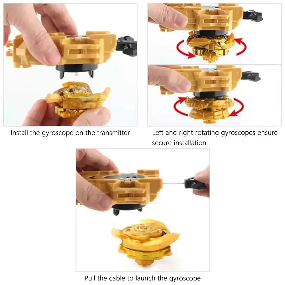 Nuovo lanciatore di scoppio con trottola a due vie, giroscopio, asta di trazione, filo, anime, per bambini