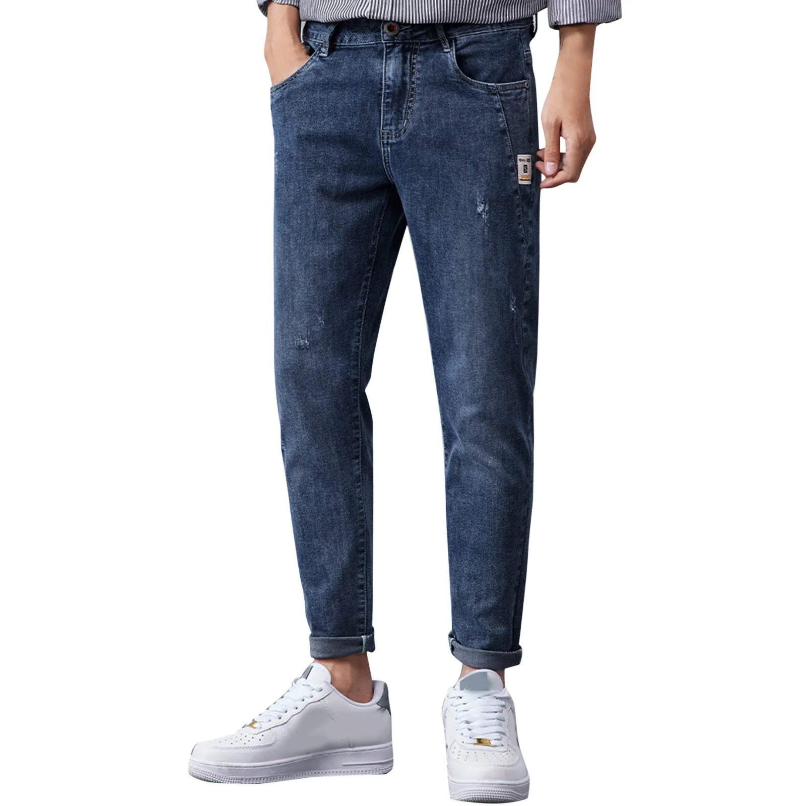 Mens Autumn Winter Casual Pant Sports Pants With Pocket Fashion Jeans Nine Points Pants Glitter