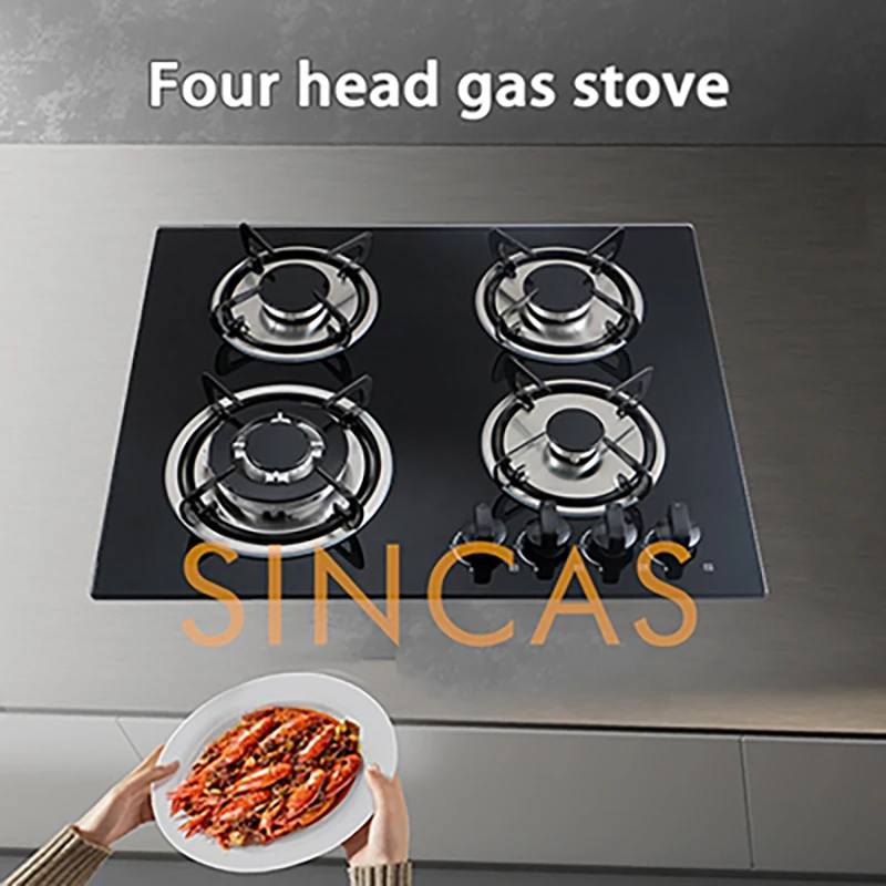 

4-конфорка, встроенная газовая варочная панель, газовая плита для природного газа, сжиженного нефтяного газа, варочная панель, индивидуальное управление, встраиваемая жестокая мощность, бытовая плита для домашнего использования