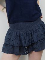 CHRONSTYLE Women Lace Short Mini Skirts Elastic High Waist Layered Ruffles Hollow Out Skirts Summer Party Club Streetwear 2024