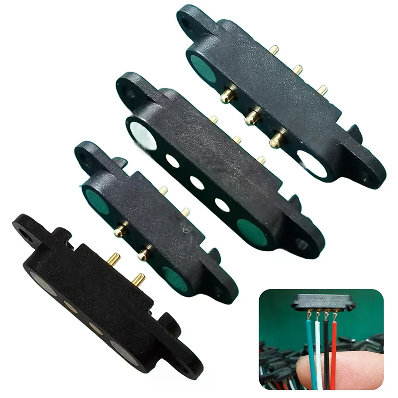 1 Pcs DC 12V 3A Waterproof Magnetic Pogo Pin Connector 3P 4P Pin Pogopin Male Female Spring Loaded DC Power Socket