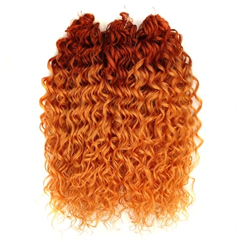 MODE IDOL Diepe Golf Twist Gehaakte Haar Synthetische Afro Krullend Gehaakte Vlechten Ombre Oranje Vlechten Hair Extensions Voor Vrouwen