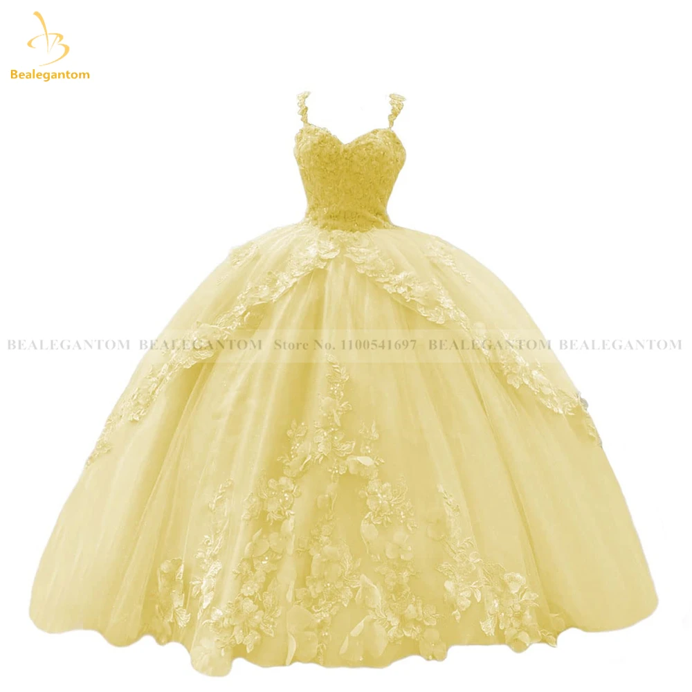 فساتين Bealegantom مكشوفة الكتفين Quinceanera ثوب حفلة منتفخ تول مطرز حلو 16 فستان رسمي للحفلات الراقصة QA638