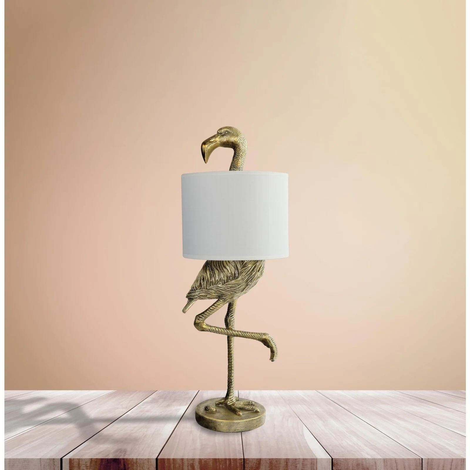 Uns Goldharz Flamingo Lampe mit weißem Leinens chirm, 31.75 "Tisch lampe Tisch lampen für Schlafzimmer Nachttisch lampe Innen