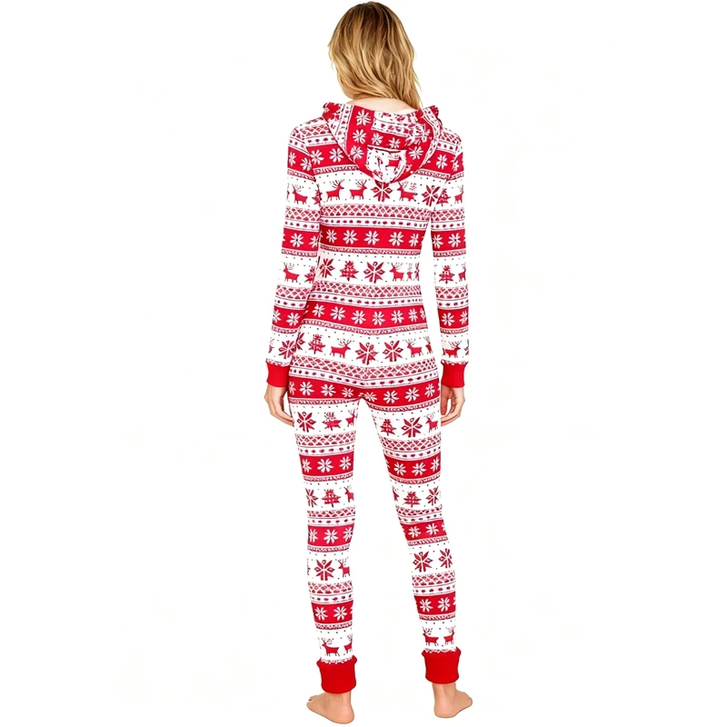 Combhasaki النساء أزياء عيد الميلاد السروال القصير منامة ندفة الثلج طباعة طويلة الأكمام زمم مقنعين سليم صالح حللا النوم المتسكعون