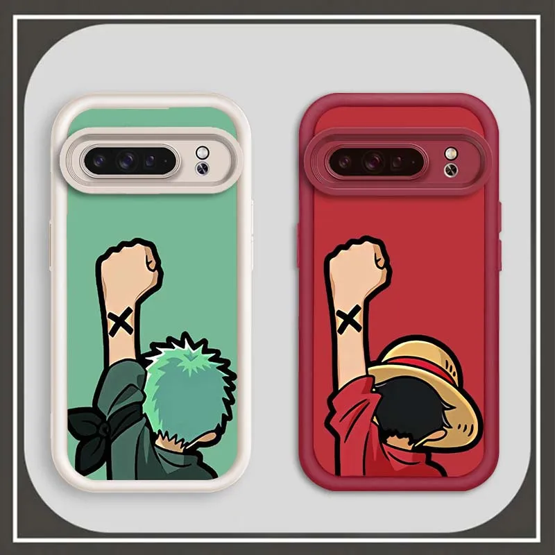 

Cartoon One Piece Luffy Zoro For Google Pixel 9 8A 8 7 7A Pro XL 5G Eye Ladder Phone Case Soft TPU Shockproof Cover
