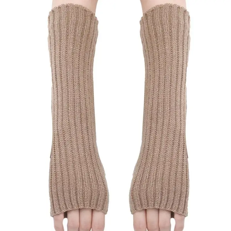 Winter Long Fingerless Gloves Arm Warmers Fingerless Gloves Women's Knit Arm Warmers With Thumb Hole Mittens For Typing Driving