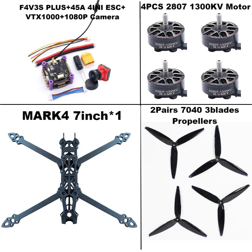 MARK4 7-calowy HD F4V3S/F4V3S PLUS sterowanie lotem 45/60A 4INI ESC stojak Drone FPV z włókna węglowego PV wyścigi Drone Quadcopter Freestyle