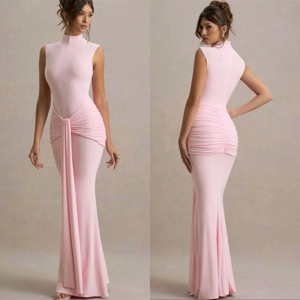 

Customized Graceful High Collar Evening Dress Exquisite Sleeveless Prom Dresses Temperament Mermaid Special Occasion Gowns
