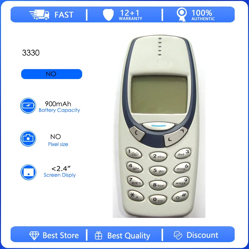 Восстановленный оригинальный мобильный телефон 3330 2G с одной SIM-картой, разблокированный GSM 900/1800, с русской, арабской, ивритской клавиатурой, произведено в Финляндии