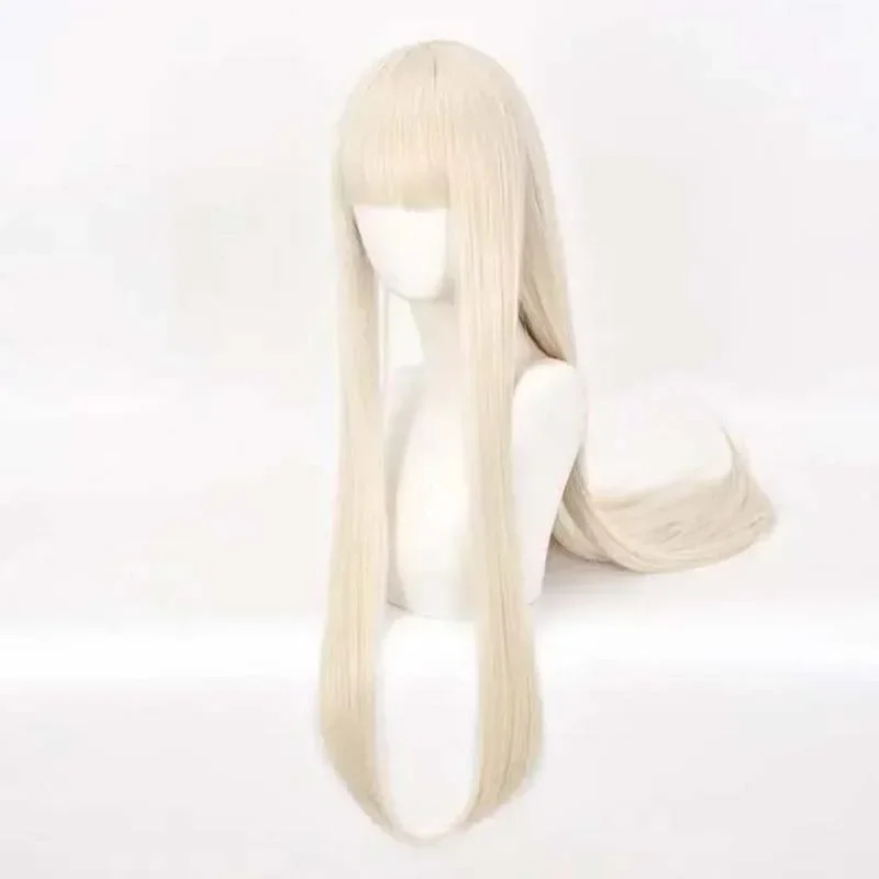 Anime Cosplay Runa Yomozuki Wigs Long Straight Wig Natural Gold with Neat Bang Heat Resistant Synthetic Wigs for Girls