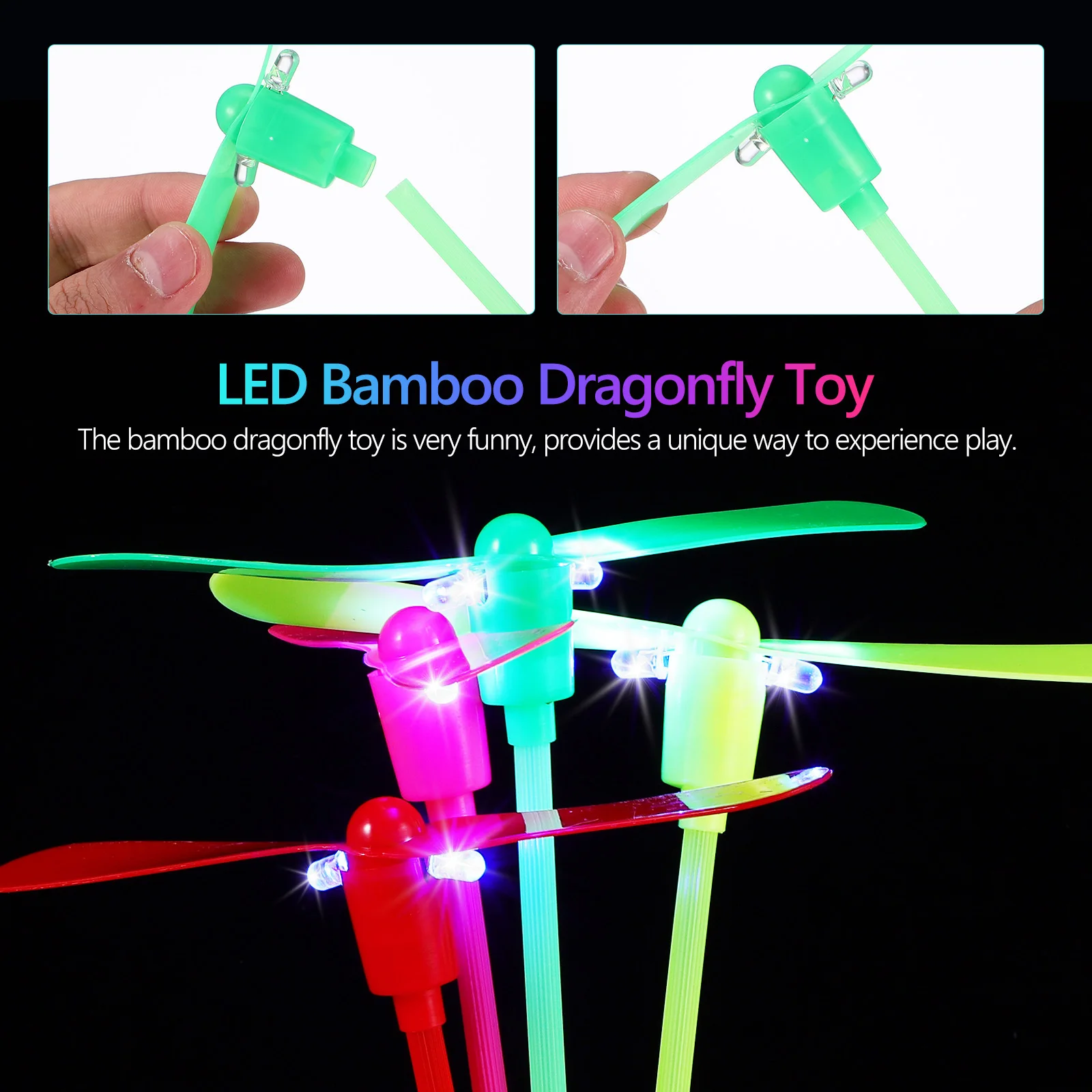 24 個の光る竹トンボ手動飛行おもちゃプロペラパーティーおもちゃプラスチック屋外子供用