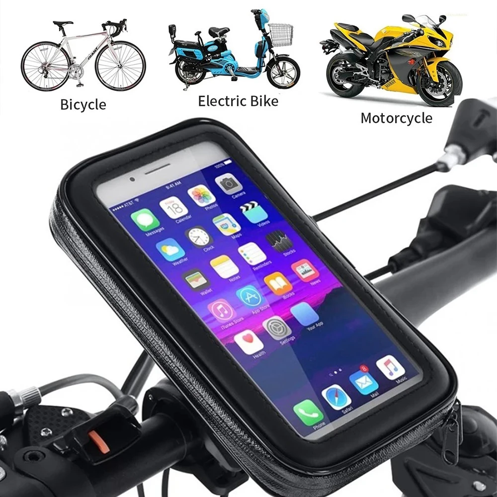 Waterproof Bike Bicycle Phone Case Universal Motorcycle Handlebar Phone Holder Stand Motorbike Scooter Cell Phone Mount Bracket