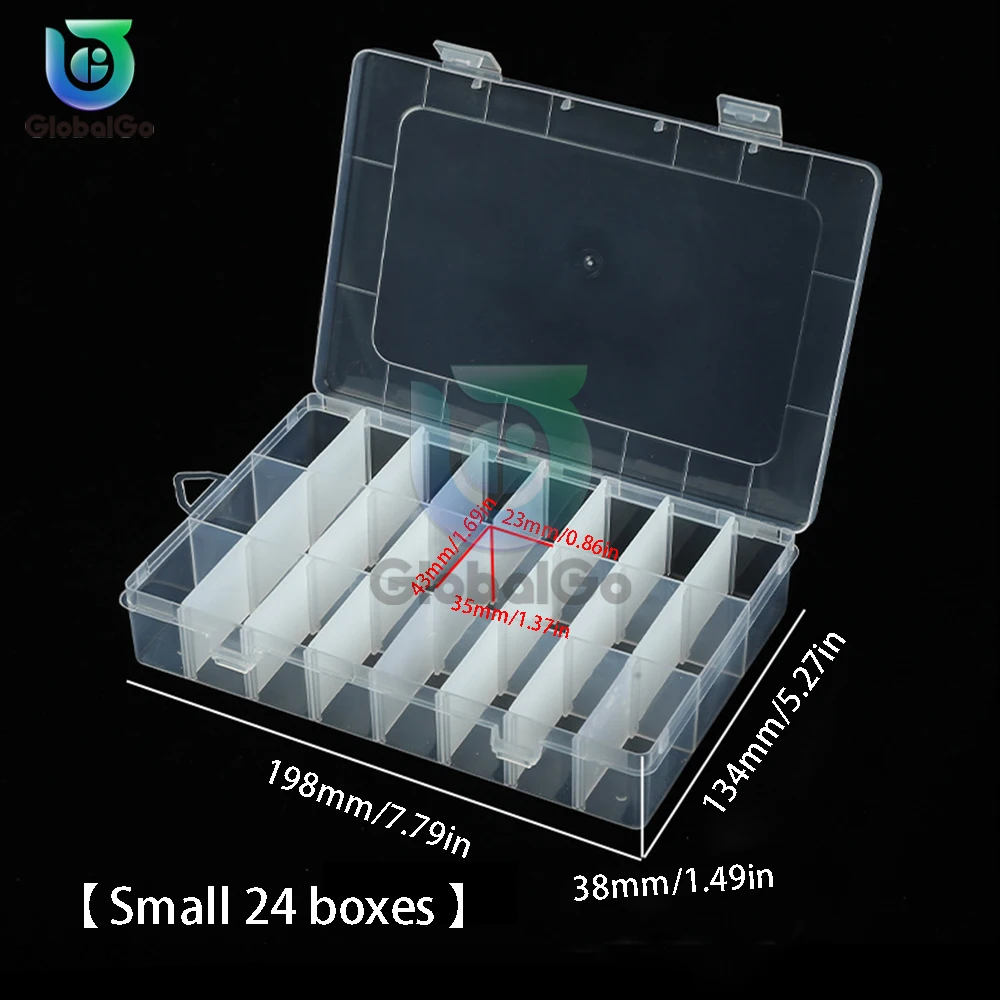 10/15/24/36 Grids Transparent Plastic Storage Jewelry Box Plastic Compartment Adjustable Container Storage Tool Boxes