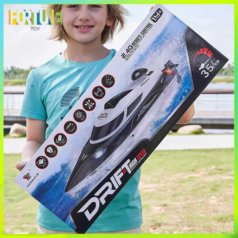 

Радиоуправляемый скоростной катер Hj806b с литиевой батареей, подсветкой, функцией перезагрузки при перевороте и водяным охлаждением