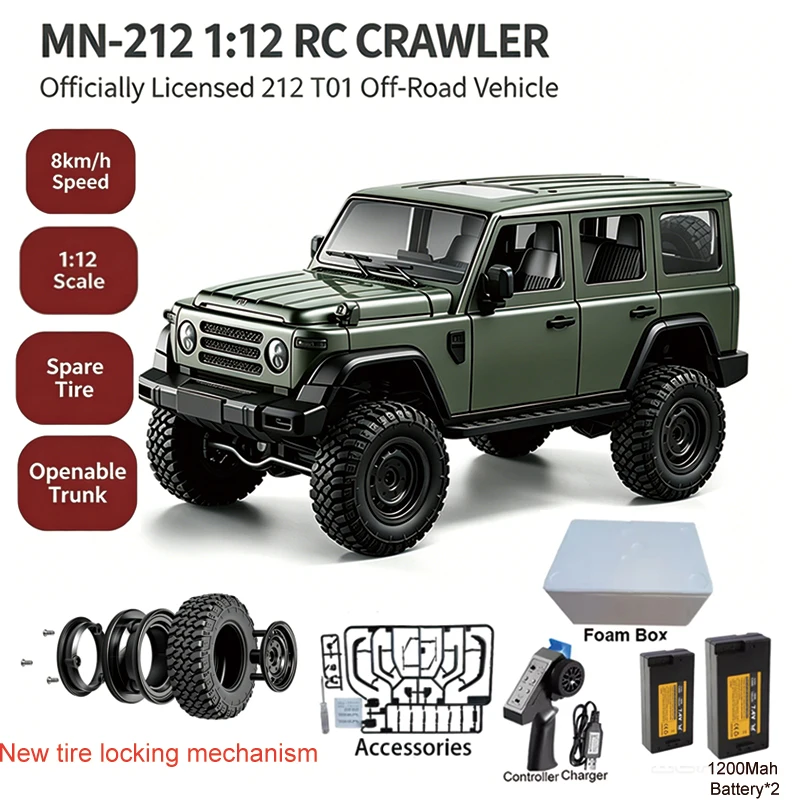 MN212 Rc Car 1:12 2.4GH Full Scale 4WD Remote Control Climbing Car High Speed Vehicle Truck Model Car Off-road Truck Toy Gift